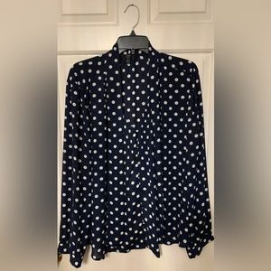 JCrew Plus Size Tie Neck Polka Dot Button Down Blouse!